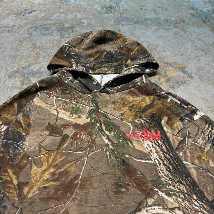 旧衣服RUSSELL OUTDOORS/ RUSSELL户外/真实树/Real Tree Pattern Pull Over Parker /真实树图案套衫连帽衫/ 尺寸2xl