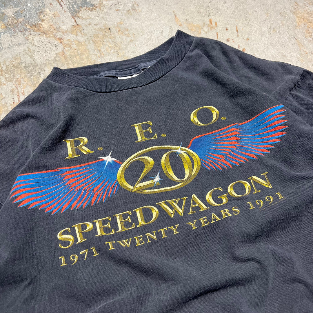 Used clothing 90s Haynes REO SPEEDWAGON/20th anniversary/printed T-shirt/size L