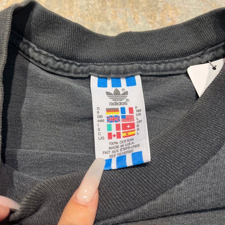 미국/80 년대 ~ 90 년대/아디다스/보스턴 마라톤/빈티지 싱글 스티치 프린트 티셔츠/크기 L에서 만든 빈티지 의류