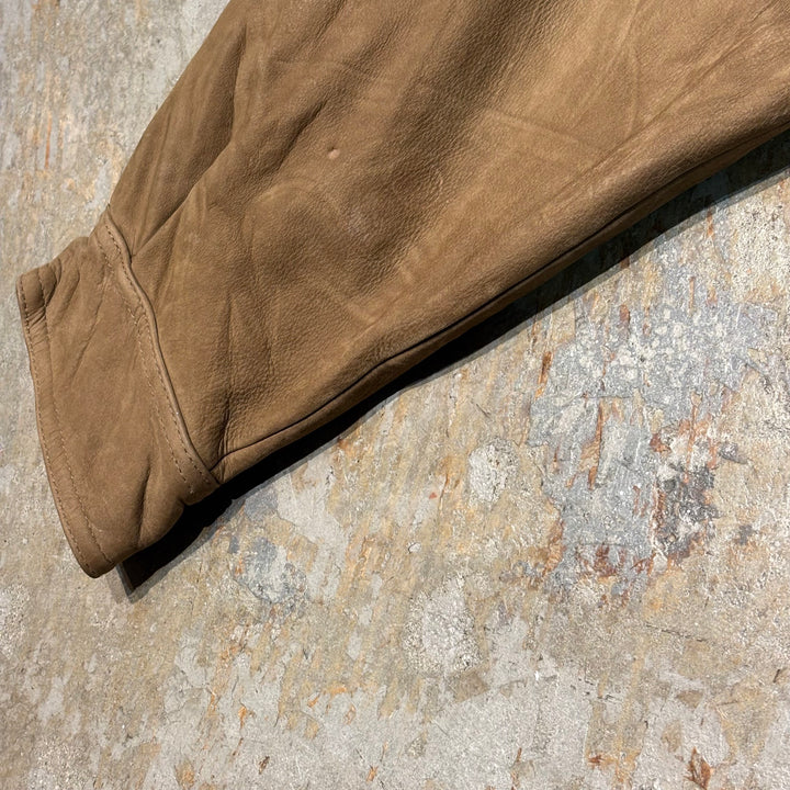 Used clothing 90's cabelas/Cabelas/ Genuine leather zip-up leather jacket/Half coat/Quilted lining/Cowhide/Size L