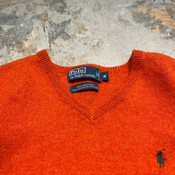 #3690古着/ラルフローレン/POLObyRalphLauren/ラムウールニット/LAMBS WOOL knit/Vネック/サイズM