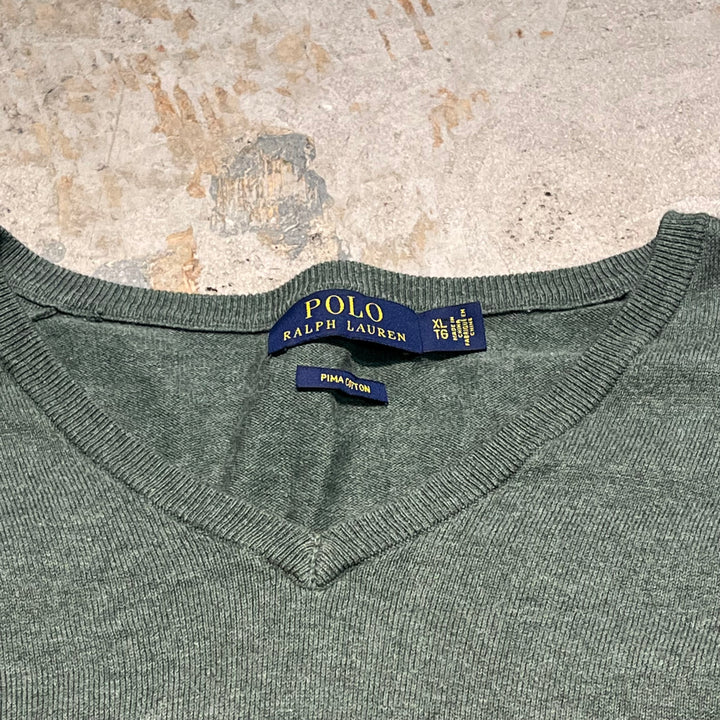 #3697古着/ラルフローレン/POLObyRalphLauren/コットンニット/Cottonknit/Vネック/サイズXL