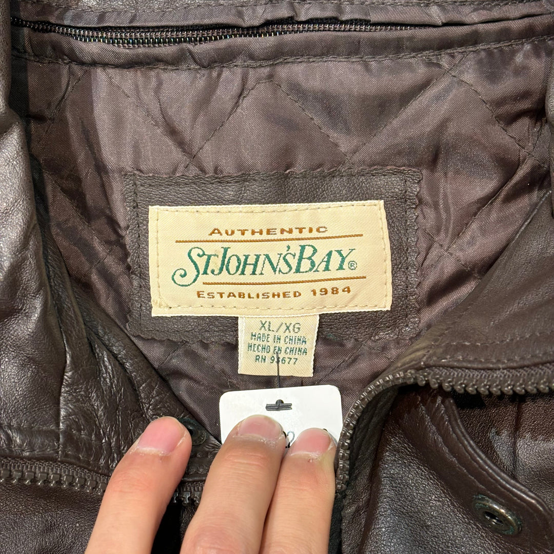 Used clothing 90's ST.JOHN'SBAY/ St.JOHN'SBAY/ Zip-up leather jacket/ Size XL