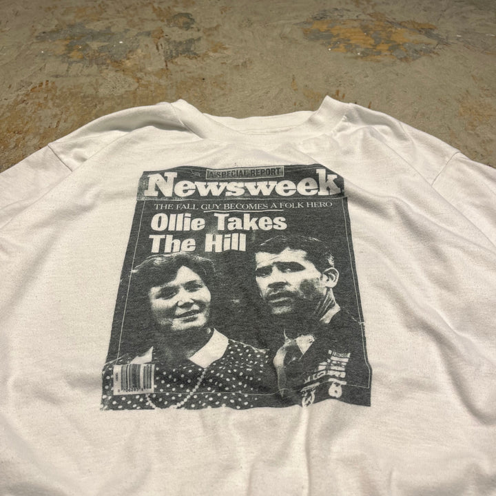 빈티지 뉴스 주간/올리가 힐/빈티지 싱글 스티치 프린트 티셔츠/크기 L 등반