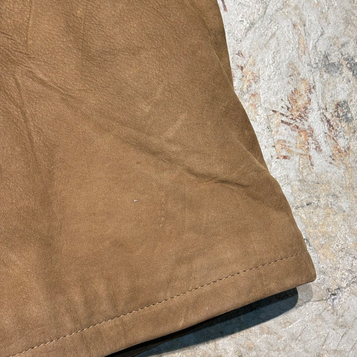 Used clothing 90's cabelas/Cabelas/ Genuine leather zip-up leather jacket/Half coat/Quilted lining/Cowhide/Size L