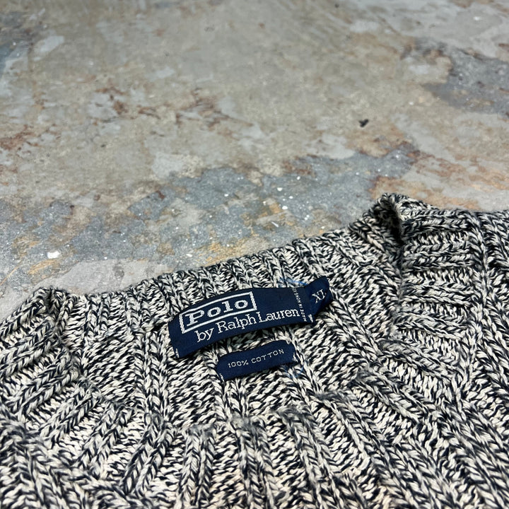 #3785 古着 POLO by Ralph Lauren/ラルフローレン/Cotton Cableknit/コットンケーブルニット/星条旗/サイズXL