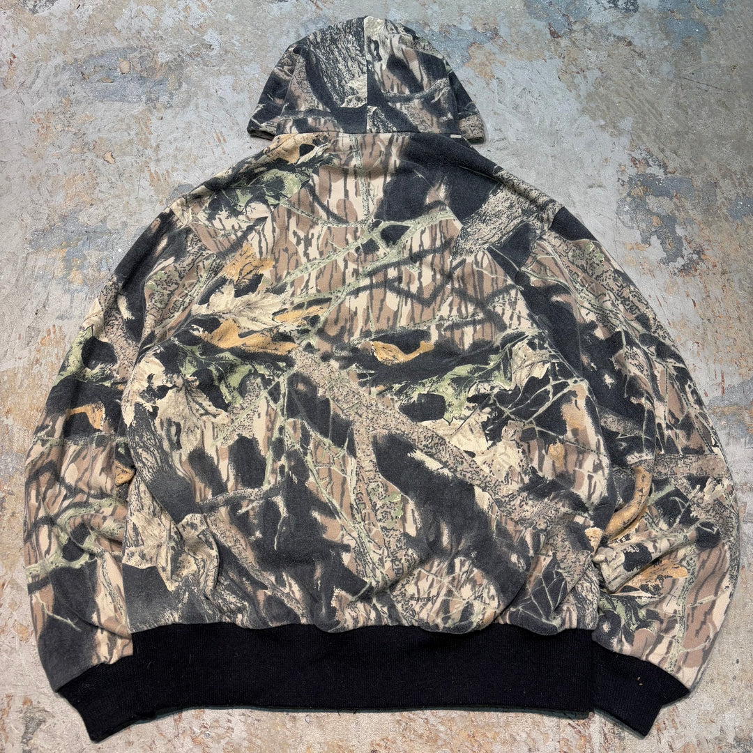 미국 80 년대 ~ Muleskins/Real Tree Pattern/Zip Hoodie/Size XL에서 만든 중고 의류