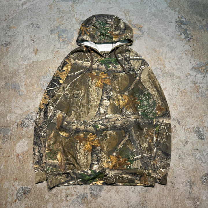 旧衣服LINCOLN OUTFITTERS/林肯OUTFITTERS/ Real Tree Pattern Pull Over Parker / 真实树图案套衫连帽衫/尺寸L