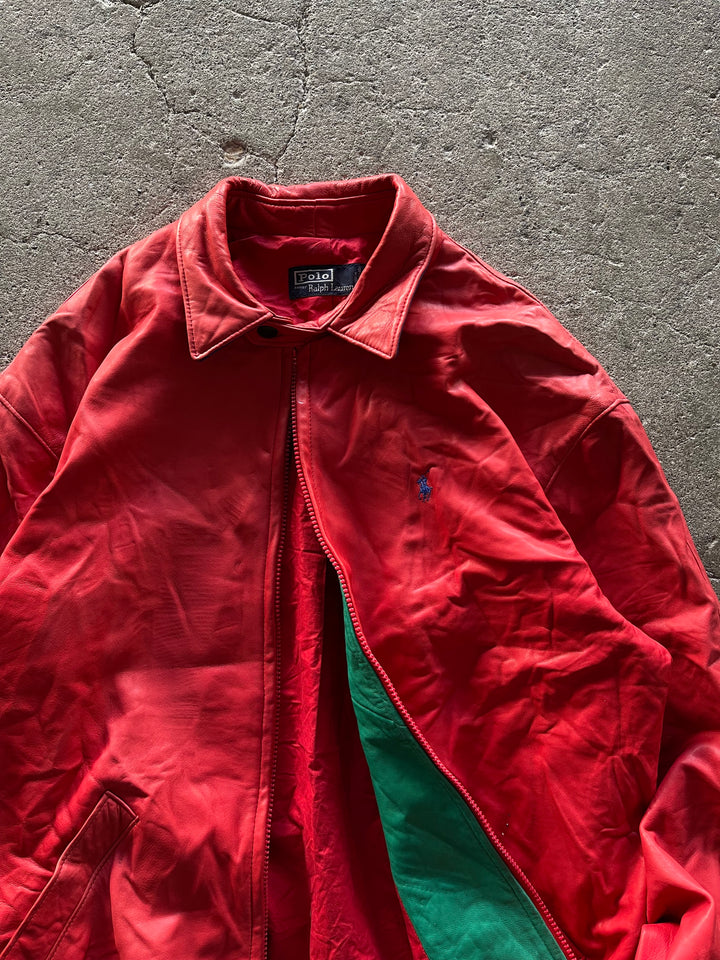 Used clothing 90's~ POLO by Ralph Lauren/ Polo Ralph Lauren/ Lamb leather swing top jacket/ Size M