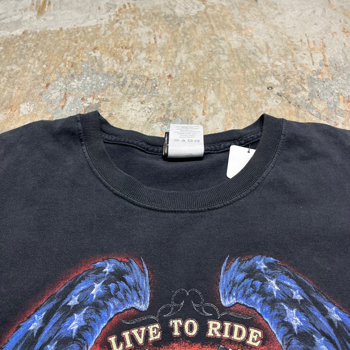 古着 USA製 Harley-Davidson/ハーレー ダビッドソン/hawkeye/LIVE TO RIDE/ワールドクラス モーターサイクルズ/プリントTシャツ サイズXXL