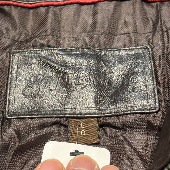 Second-hand clothing ST JOHN'S BAY/ St. John's Bay/ Genuine leather zip-up leather jacket/ Cowhide/ Size L
