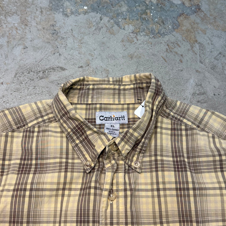 Used clothing carhartt/ Carhartt/ Button-down short sleeve shirt/ Checkered pattern/ Size XL