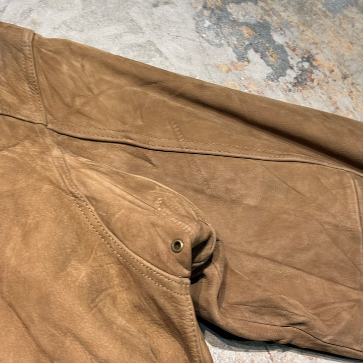 Used clothing 90's cabelas/Cabelas/ Genuine leather zip-up leather jacket/Half coat/Quilted lining/Cowhide/Size L