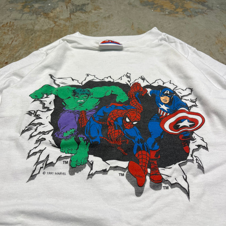 #4468 古着 91's Marvel/マーベル/short sleeve t-shirt Tee/半袖シャツ/シングルステッチ/MADE IN U.S.A/サイズL