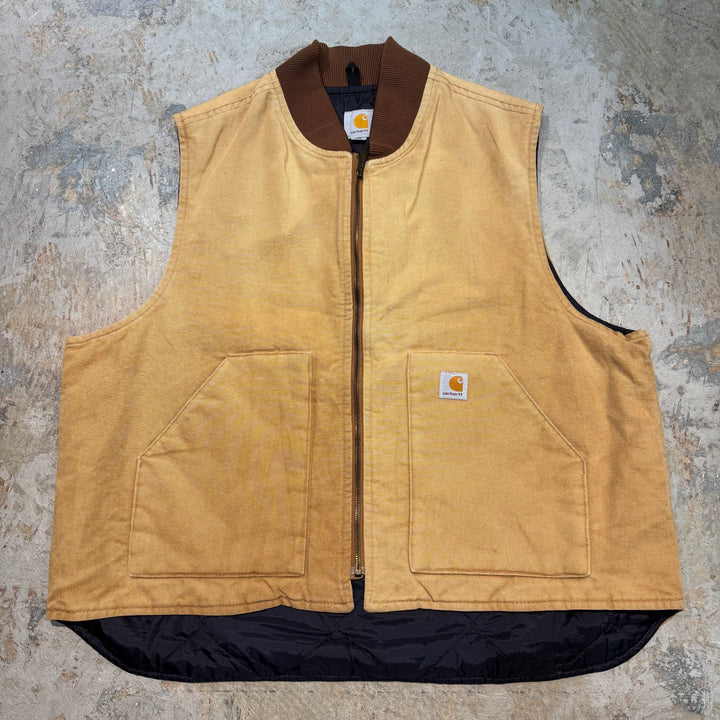 古着 Carhartt/ カーハート/ サンドストーンベスト/ ダック地/ 裏地キルティング/ サイズ2XL