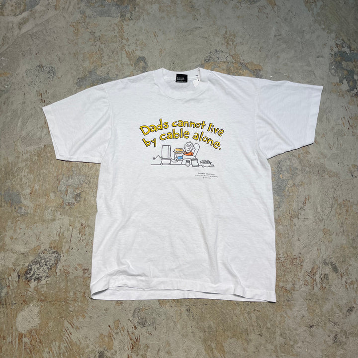 古着 USA製 90's スクリーン・スターズ /SHOEBOX GREETINGS/シューボックス・グリーティングス / お父さんはケーブルだけで生 きていくことはできません。/ ヴィンテージ シングルステッチ メッセージTシャツ / サイズL