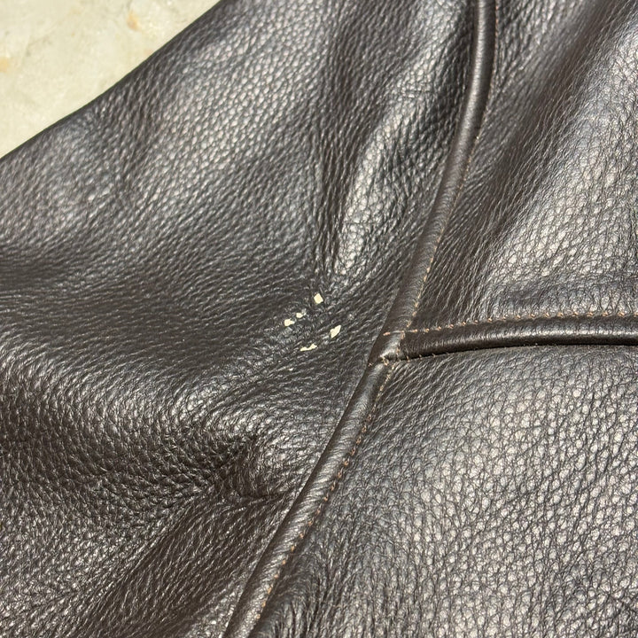 빈티지 Eddie Bauer/ Genuine Leather Zip-Up Leather Jacket/ Cowhide/ Size XL