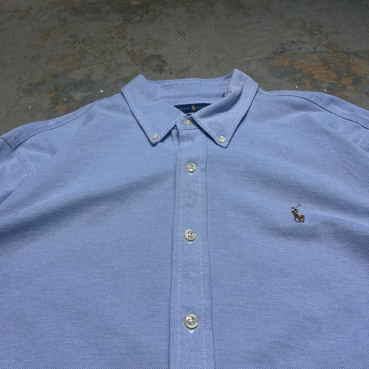 #4381 古着 Ralph Lauren/ラルフローレン/Long Sleeve Butoon Down Shirt /長袖ボタンダウンシャツ/KNIT OXFORD/オックスフォード/サイズXL