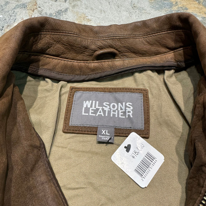 古着 WILSONS LEATHER/ ウィルソンズレザー/ 本革ジップアップレザージャケット/ 牛革/ サイズXL