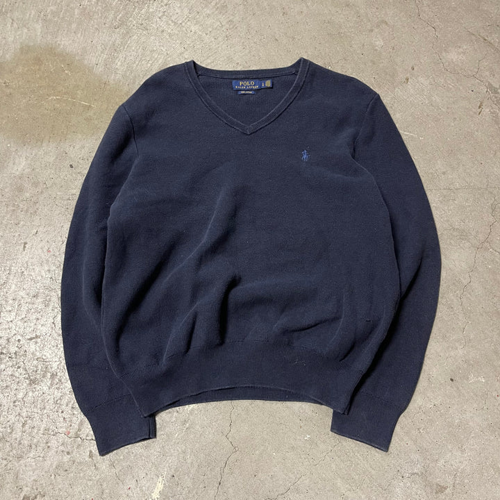 #3704古着 POLO by Ralph Lauren/ラルフローレン /PIMA Cotton knit V Neck Sweatrer/ピマコットンニット Vネックセーター/サイズL