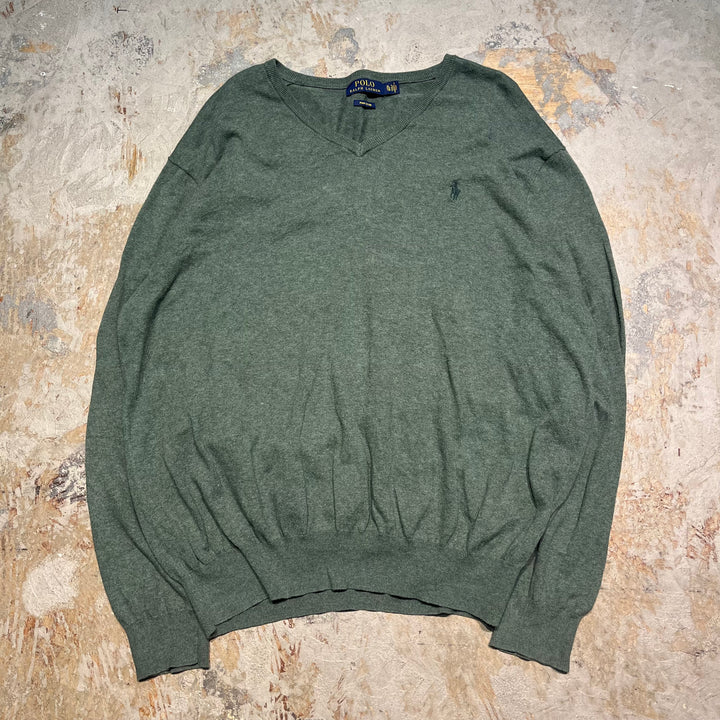 #3697古着/ラルフローレン/POLObyRalphLauren/コットンニット/Cottonknit/Vネック/サイズXL