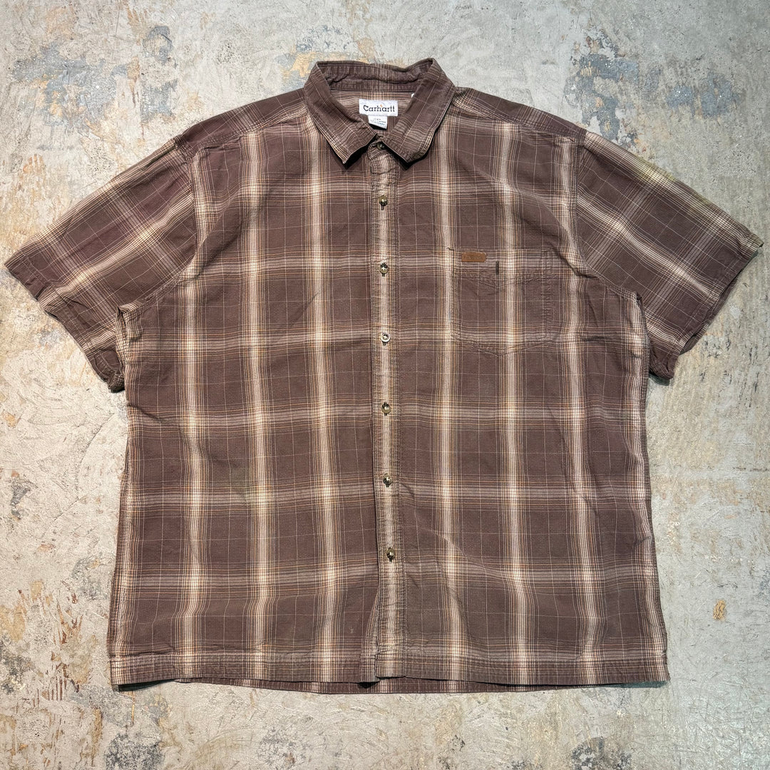 Used clothing carhartt/Carhartt/Button-down short sleeve shirt/Checked pattern/Size 2XL