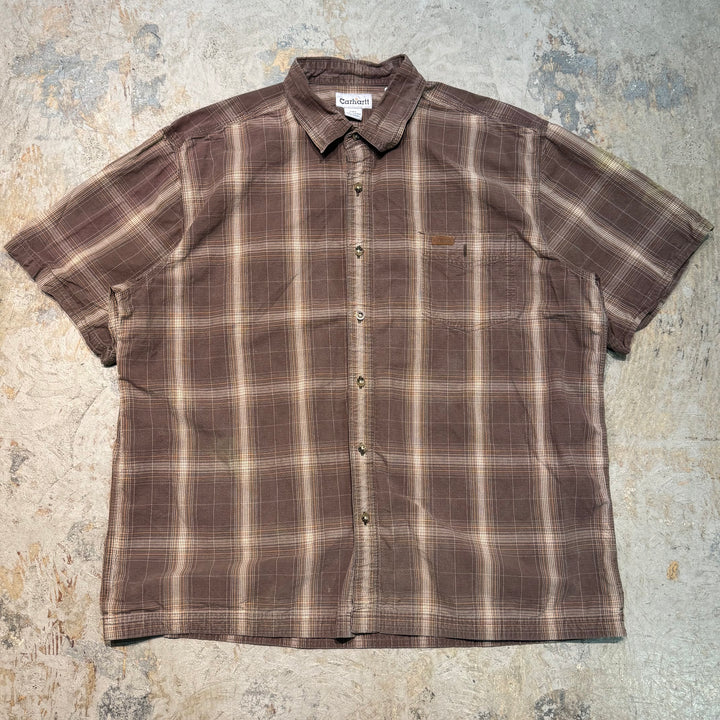 중고 의류 Carhartt/Carhartt/Button-Down Short Sleeve Shirt/Checked Pattern/Size 2XL