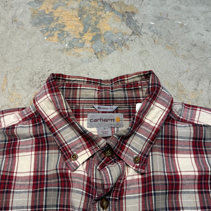 Used clothing carhartt/Carhartt/Button-down short sleeve shirt/Checked pattern/Size L