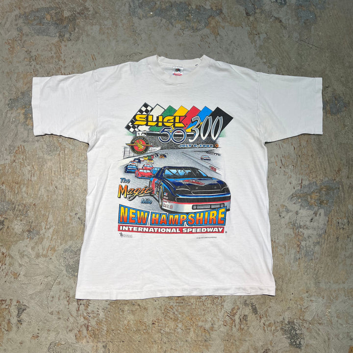 古着 USA製 95's フルーツオブザルーム / ニューハンプシャー・モータースピードウェイ / 1995年 NASCAR ウィンストンカップ / カーレース / ヴィンテージ シングルステッチ プリントTシャツ/サイズL