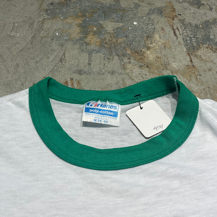 #4791 古着 USA製80's Hanes/ヘインズ/ヴィンテージ リンガー Tシャツ/サイズM