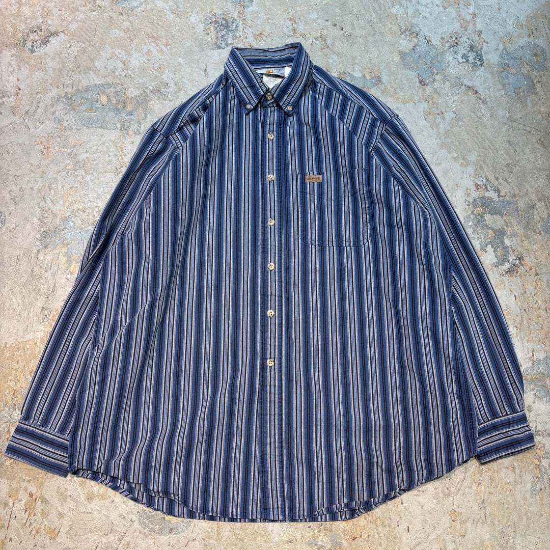 古着 80's〜 carhartt/カーハート/ ボタンダウン長袖シャツ/ ストライプ/ サイズL