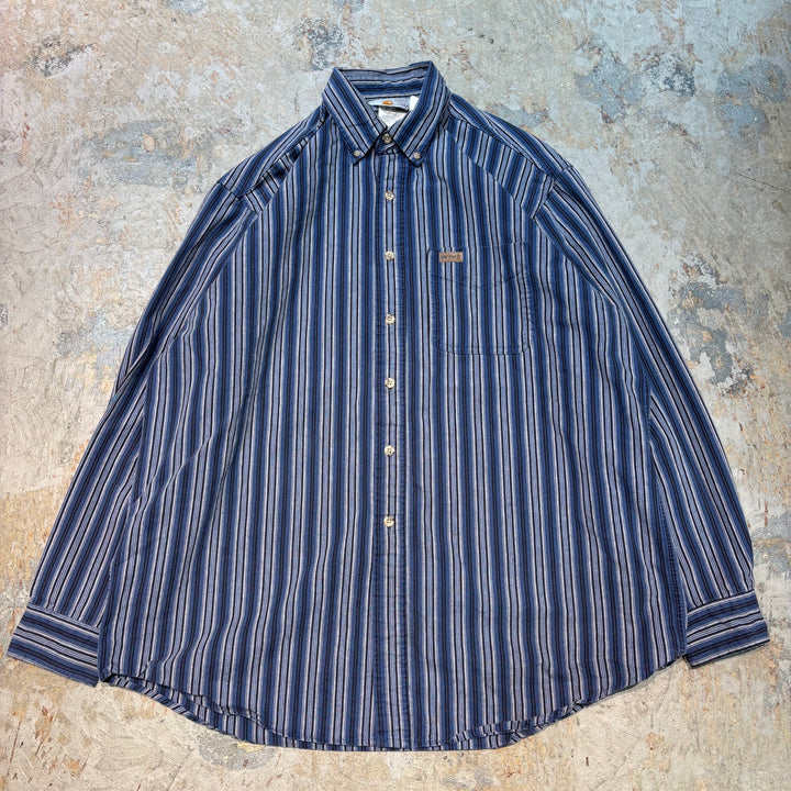 古着 80's〜 carhartt/カーハート/ ボタンダウン長袖シャツ/ ストライプ/ サイズL