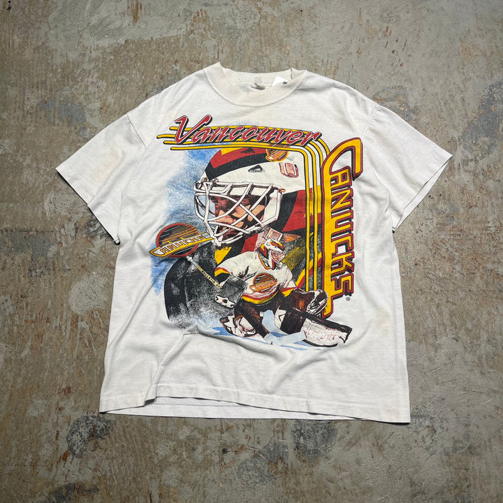 古着 バンクーバー・カナックス/ホッケーチーム/NHL/ヴィンテージ シングルステッチ プリント Tシャツ/サイズM-L相当