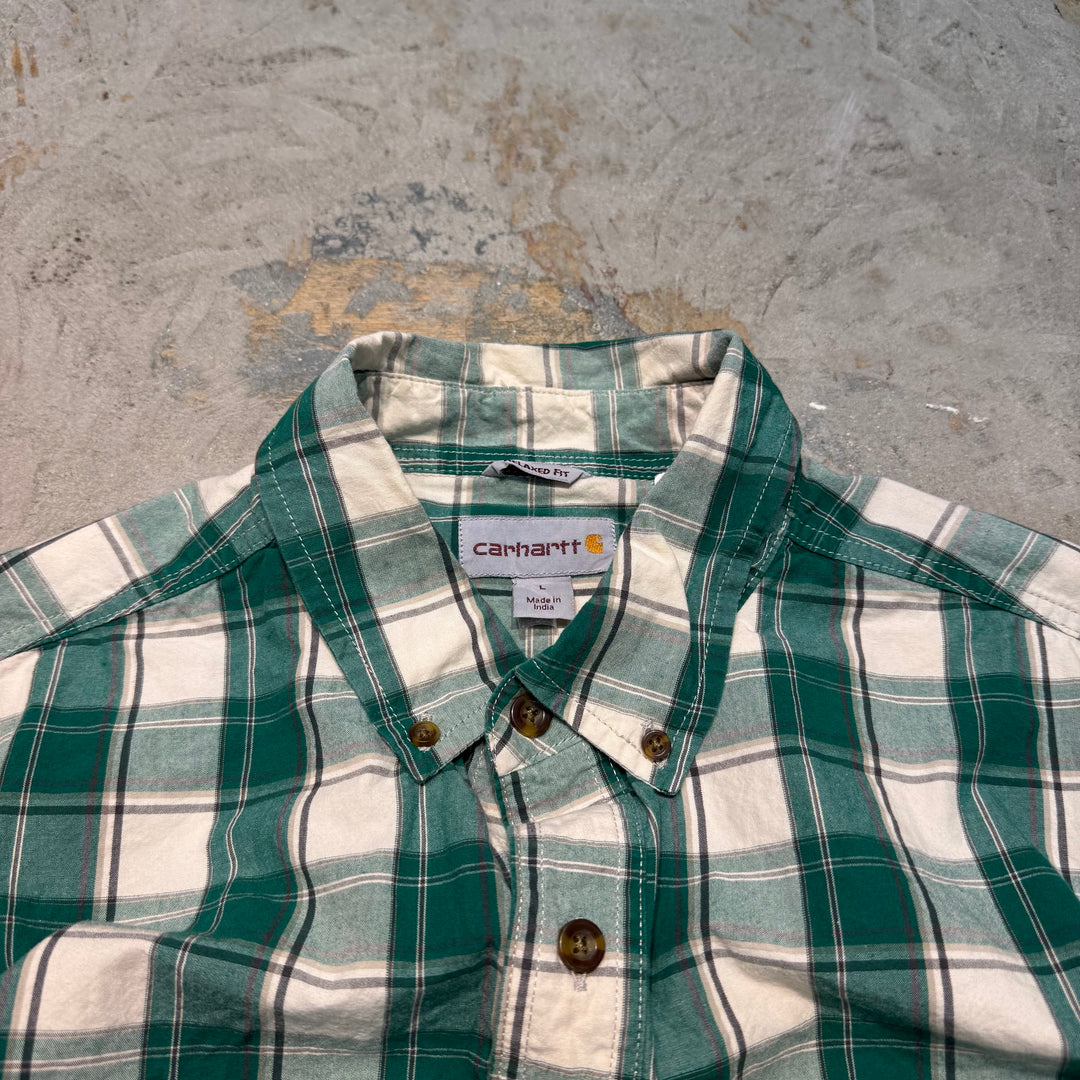 중고 의류 Carhartt/Carhartt/Button-Down 긴 슬리브 셔츠/점검 패턴/크기 l