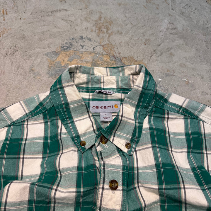 중고 의류 Carhartt/Carhartt/Button-Down 긴 슬리브 셔츠/점검 패턴/크기 l
