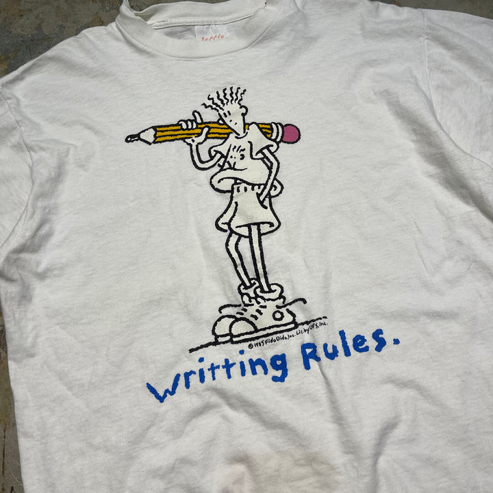 古着 USA製 85's ファイド・ダイド/書き方のルール/ヴィンテージ シングルステッチ プリントTシャツ/サイズXL