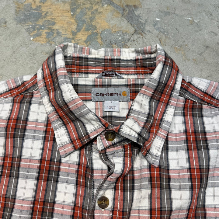 Used clothing carhartt/ short sleeve shirt/checked pattern/Size L