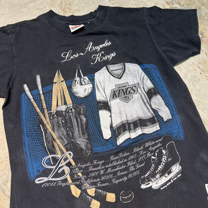 古着 USA製 91's NHL/ ロサンゼルス・キングス / アイスホッケー / ヴィンテージ シングルステッチ プリントTシャツ/サイズM