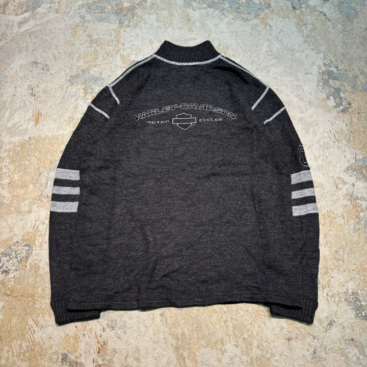二手衣服HARLEY-DAVIDSON/哈雷戴维森/半拉链针织毛衣/尺寸L