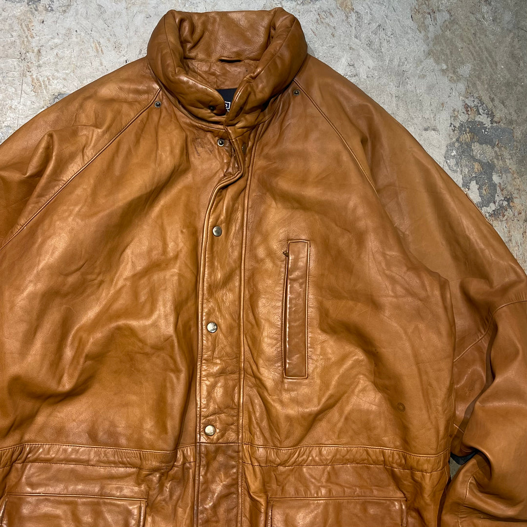 Used clothing 90's~ POLO by Ralph Lauren/ Polo Ralph Lauren/ Genuine leather down coat/ Lining check/ Size L