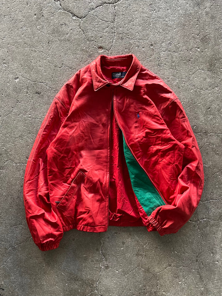Used clothing 90's~ POLO by Ralph Lauren/ Polo Ralph Lauren/ Lamb leather swing top jacket/ Size M