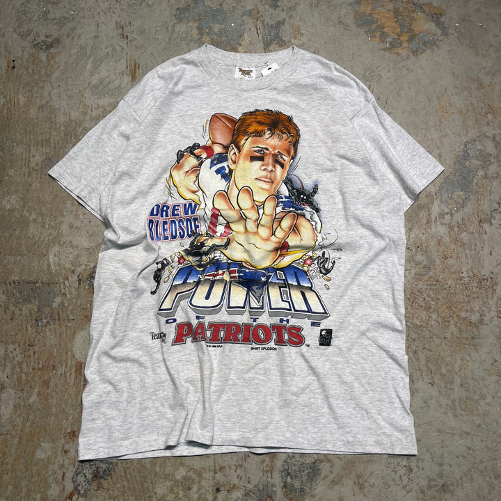 #4713 古着 95's PATRIOTS ペイトリオッツ/DREW・BLEDSOE/ドリュー・ブレッドソー/ヴィンテージ シングルステッチ Tシャツ/NFL/サイズXL