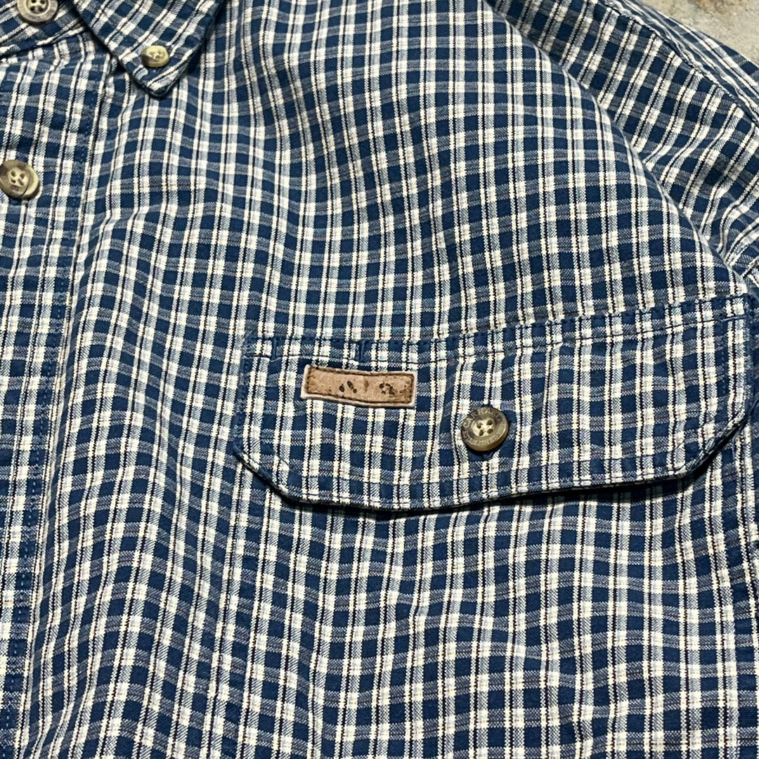 #4372 Used clothing Carhartt/Long Sleeve Button Down Shirt/Long Sleeve Button Down Shirt/Checked Plaid/Size 2XL