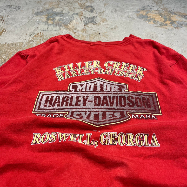 古着 Harley-Davidson/ハーレー ダビッドソン ジョージア州 ロズウェル キラー・クリーク店 プリントTシャツ サイズXL相当