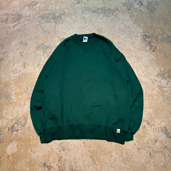 미국 80 년대에서 만든 중고 의류 ~ Russell Athletic/ Russell Athletic/ Blank Crew Neck Sweatshirt/ Plain/ Front V Gusset/ Size L