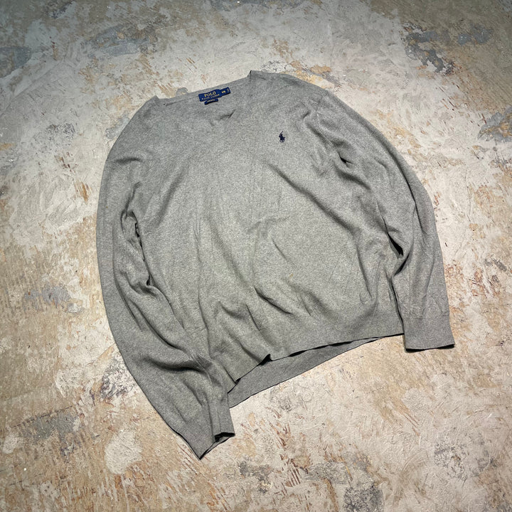 #3687古着/ラルフローレン/POLObyRalphLauren/コットンニット/Cottonknit/Vネック/サイズXXL