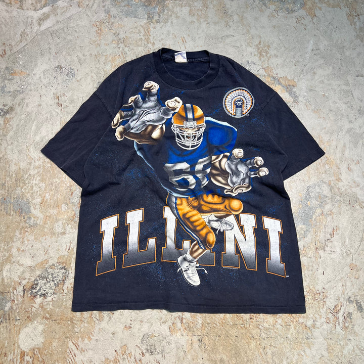 #4824 古着 ファイティング・イリニ/USA製/アメフト/Tシャツ/ヴィンテージ/シングルステッチ/サイズXL
