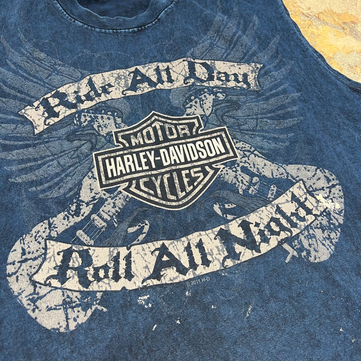 빈티지 할리 데이비슨 / 할리 데이비슨 / 라스 베이거스 네바다 상점 / 인쇄 티셔츠 / 슬리빙 / 크기 m