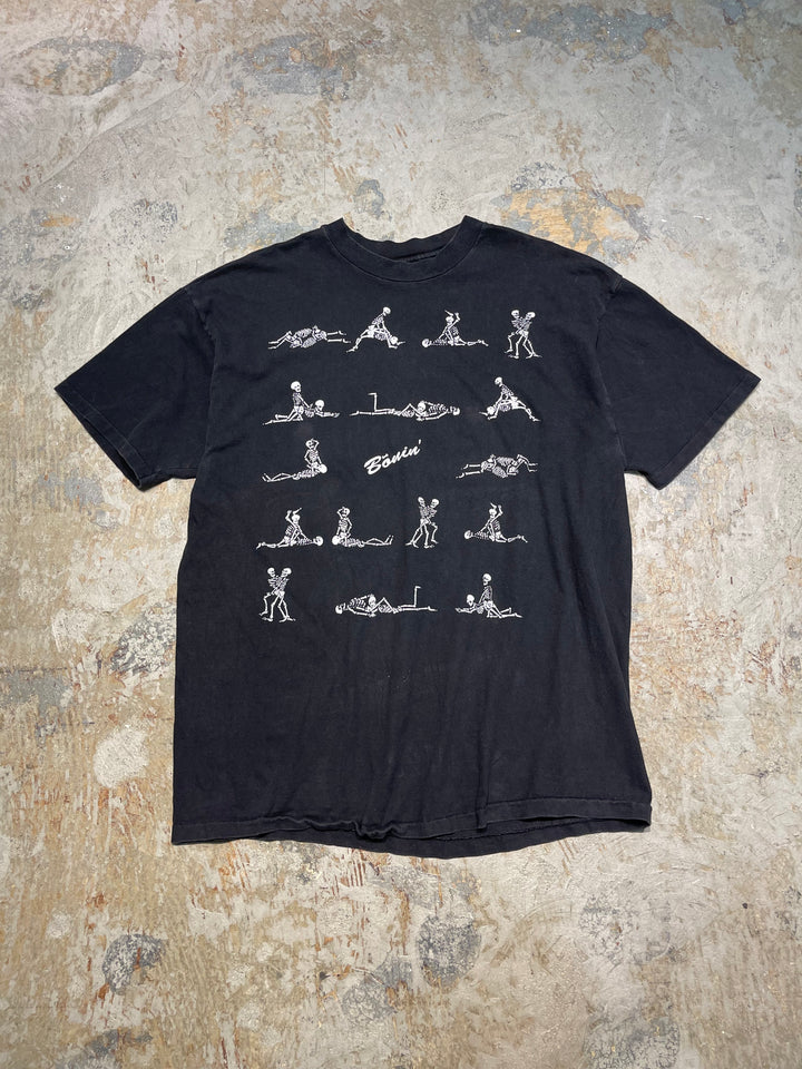 #MA168 古着 USA製 90's HANES/ヘインズ 骸骨 スカル  / シングルステッチ ヴィンテージ Tシャツ / サイズXL