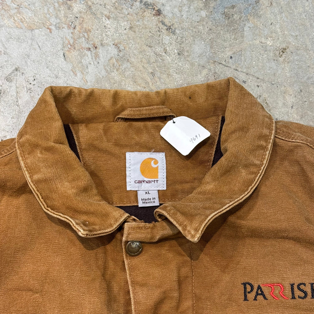 중고 의류 Carhartt/ Berwick 재킷/ 오리 직물/ 보아 라이닝/ 회사 로고/ 크기 XL